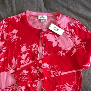 NWT Lord & Taylor Red and Pink Cardigan